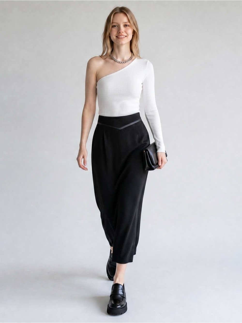 Don Vito Vintage Wool V-Waist Elastic Column Midi Skirt Made In Canada 10